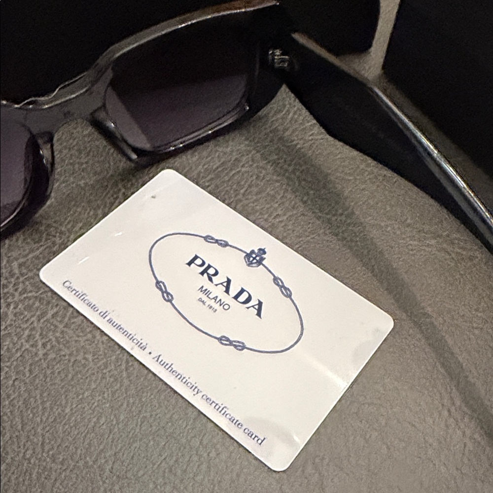 Authentic NWOT Prada Black Dark Tinted Sunglasses- with card, case, and box! - Picture 6 of 12